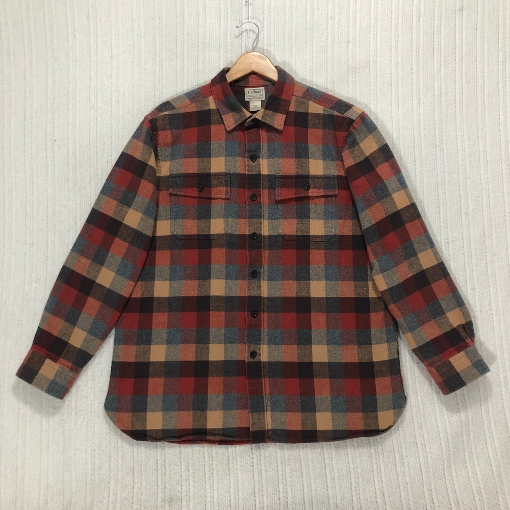 LLBean Traditional Fit Plaid Flannel Shirt Long Sleeve Button Up Men L REG - Picture 3 of 8
